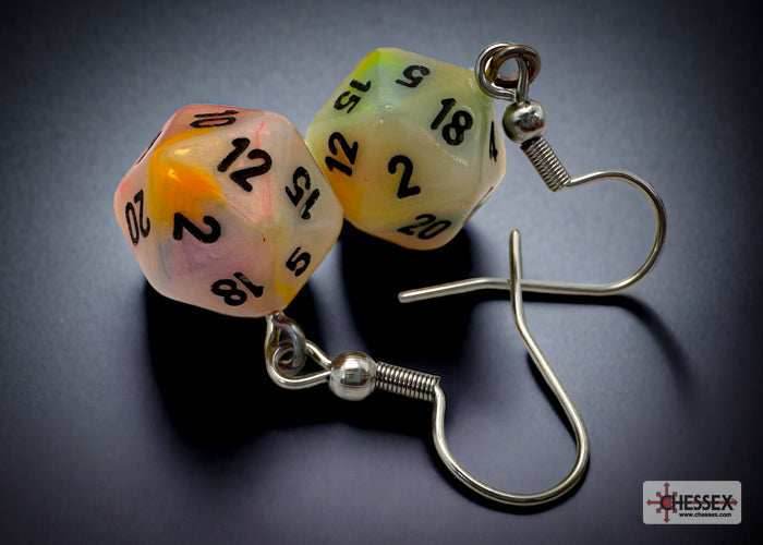 Hook Earrings Festive® Circus™ Mini-Poly d20 Pair -