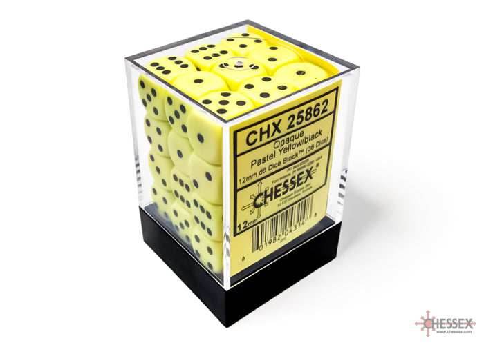 Opaque Pastel Yellow/back | 7-Dice, 16mm, 12mm, d10s by Chessex - 12mm Block