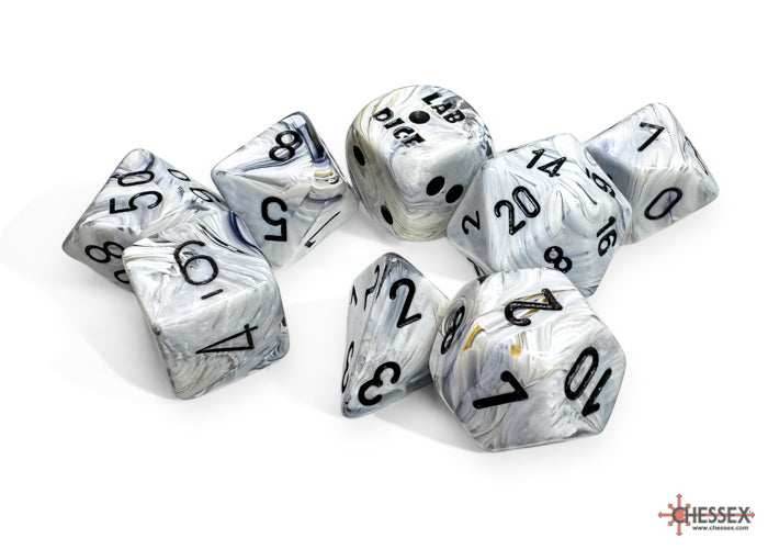 Marble Calcite/blue Polyhedral 7-Dice Set (with bonus die) -