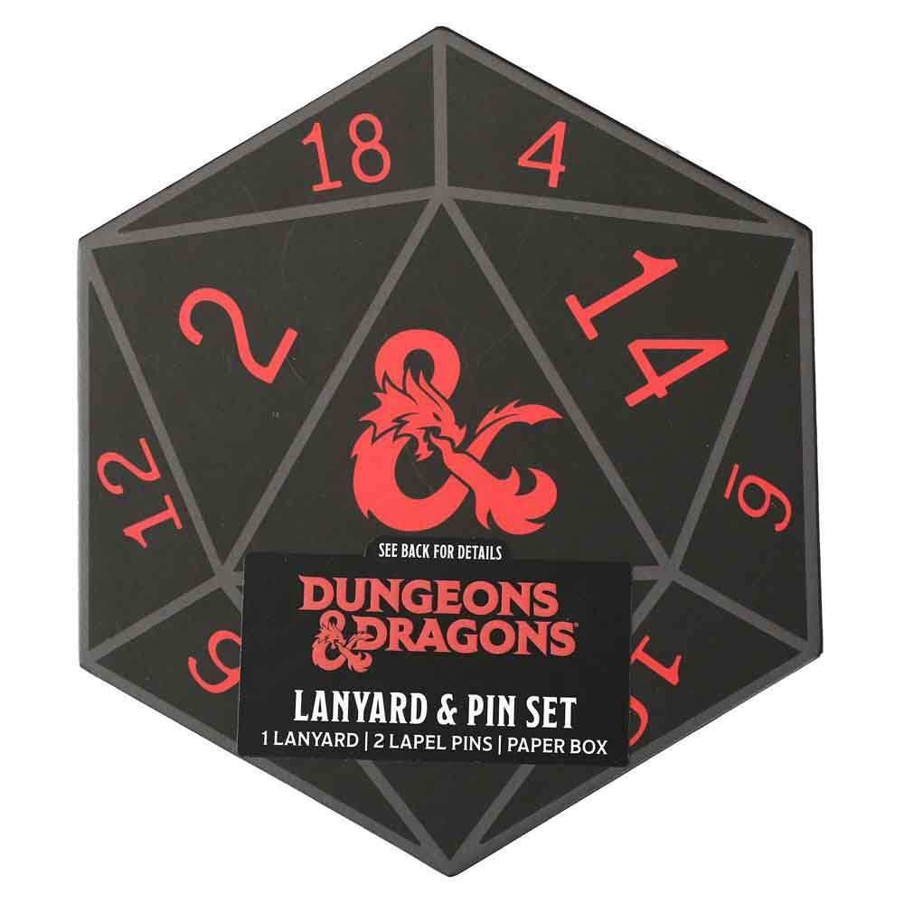 Dungeons & Dragons Lapel Pins & Lanyard Dice Box Set -