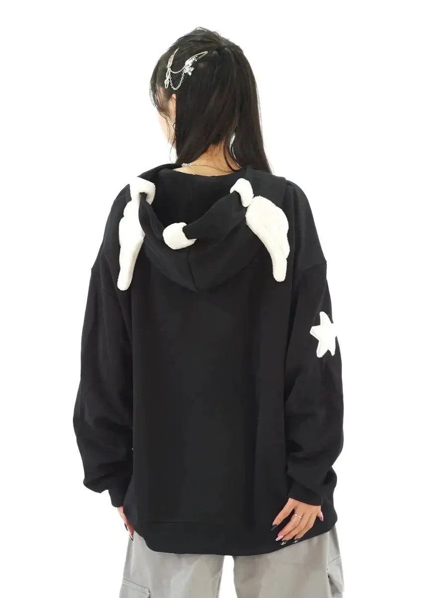 'Magic Fairies' Fairies Ears Zipped Oversized Hoodie