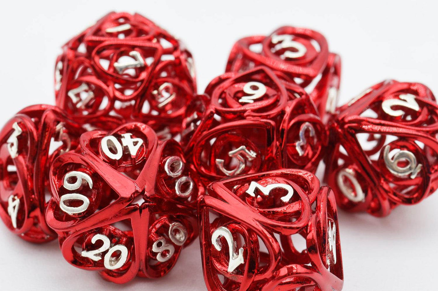 Hollow Hearts: Red - Metal RPG Dice Set -