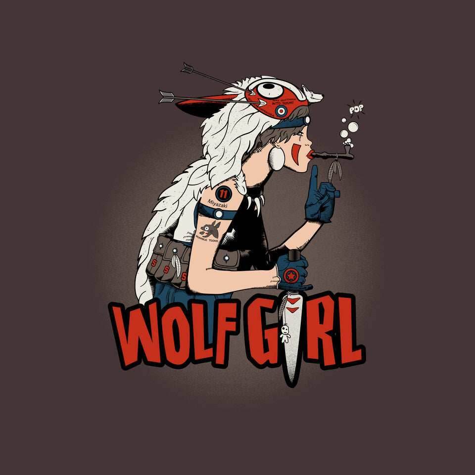 Wolf Girl - None / Black / 16x16