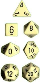 Opaque Polyhedral Ivory/black 7-Die Set -