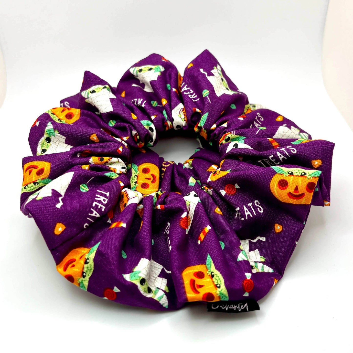 Purple Baby Yoda Halloween Scrunchie -