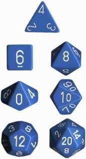 Opaque Polyhedral Light Blue/white 7-Die Set -