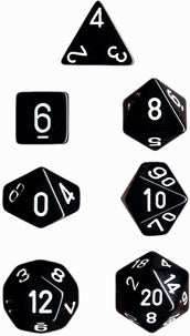 Opaque Polyhedral Black/white 7-Die Set -