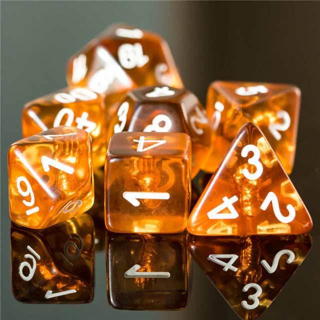 Monk (Fist) Clear Golden Dice w/ Golden Fist 7-Dice Set Rpg -