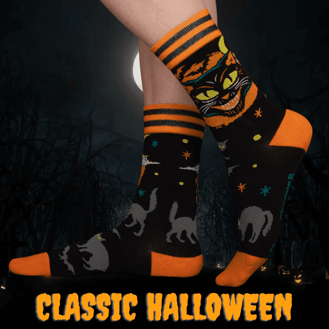 Vintage Black Cat Crew Socks -