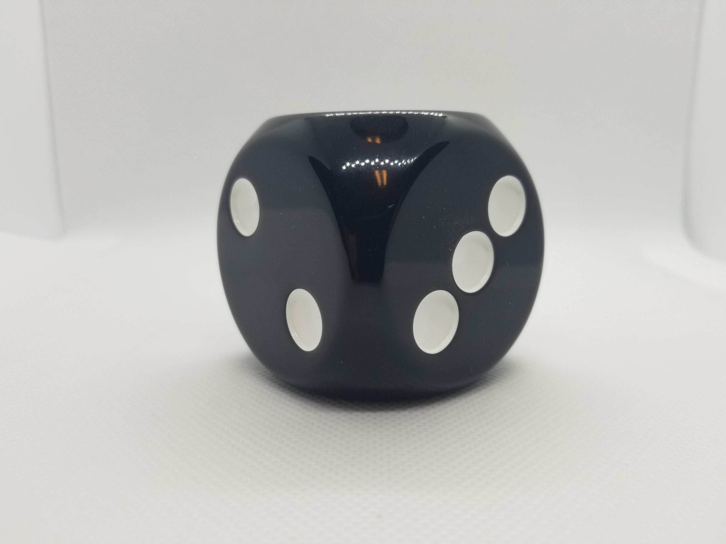 Opaque Black 50mm d6 with White Pips Jumbo Pipped Dice -