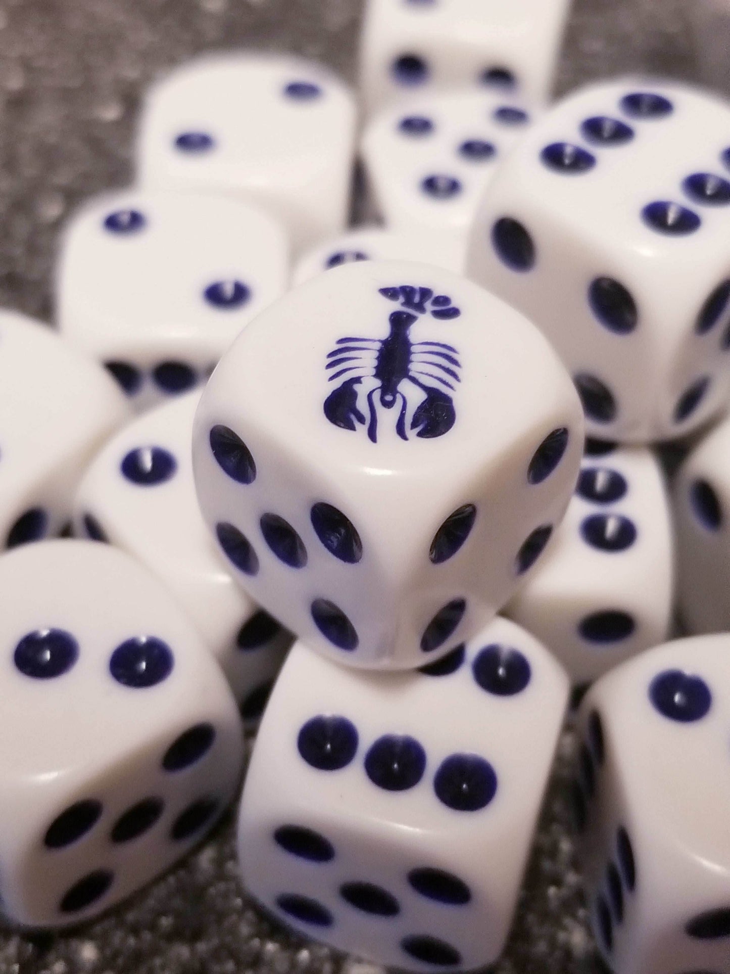 Blue Lobster 16mm d6 White 16mm Dice (sold per die) -