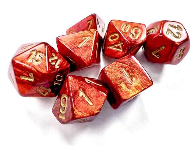 Scarab® Mini-Polyhedral Scarlet™/gold 7-Die Set (Mini Poly Release 2) -