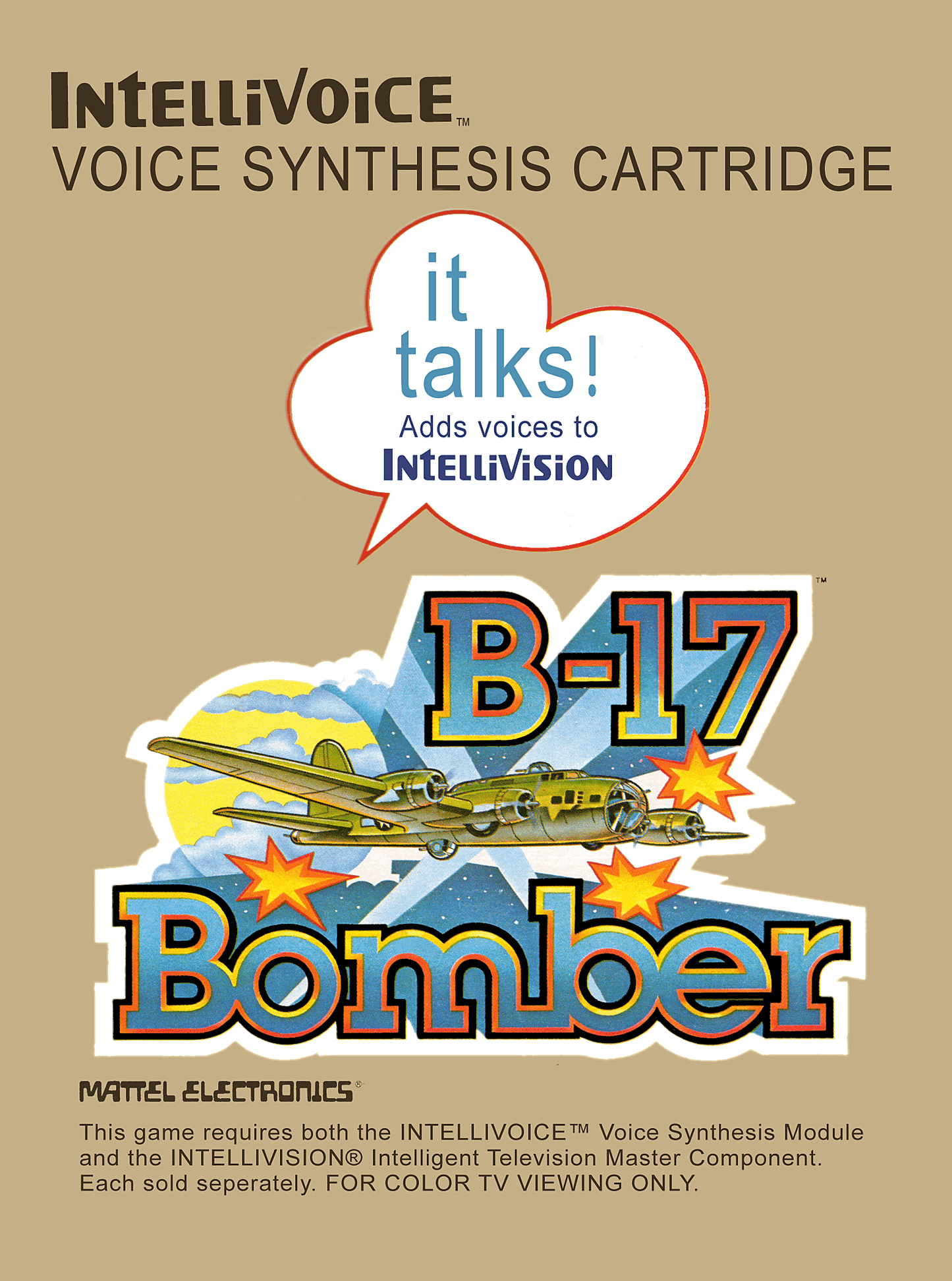 B-17 Bomber (Intellivision) - Game Manual Only