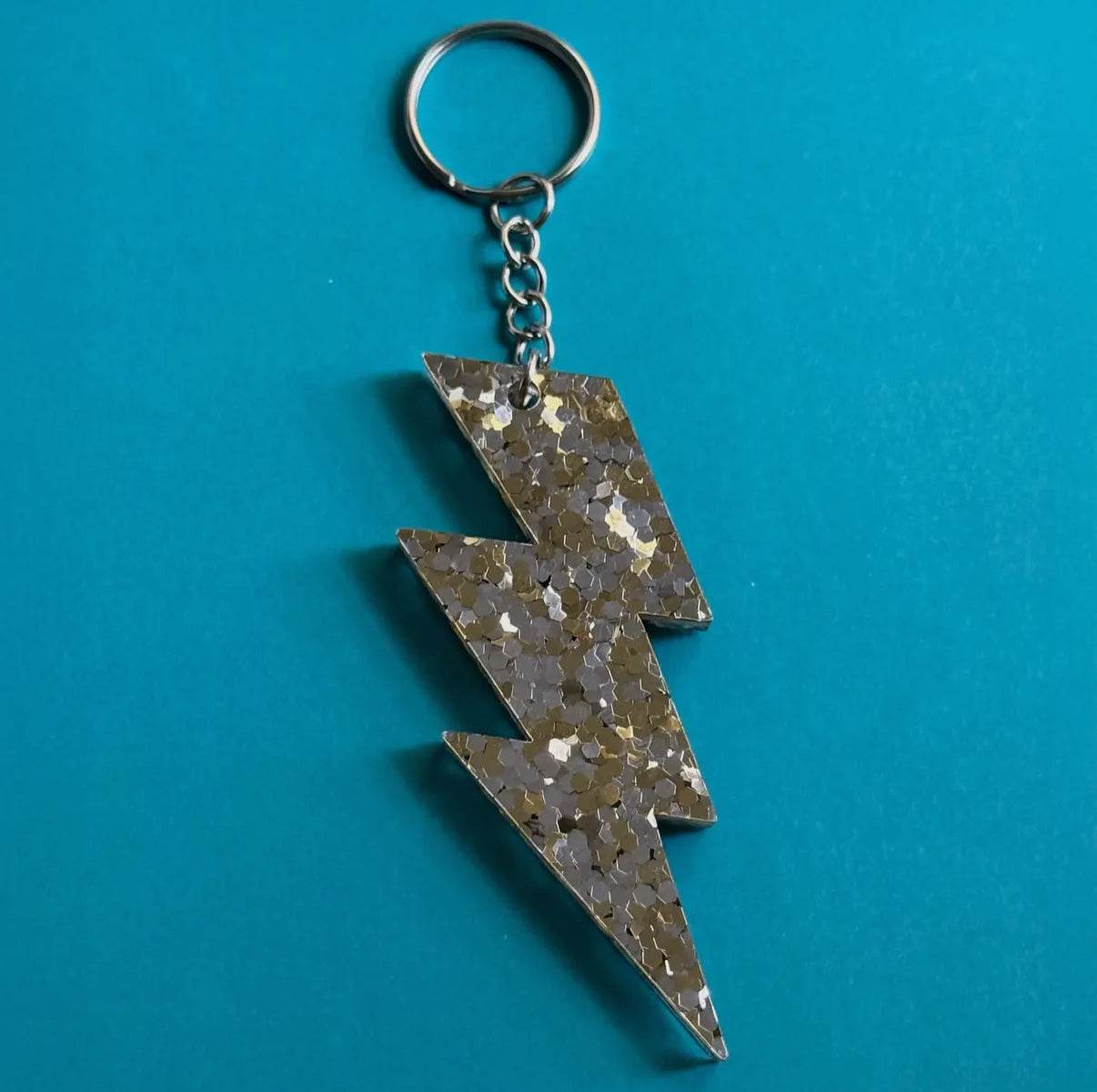 Thunderbolt Keychain - Gold / Glitter