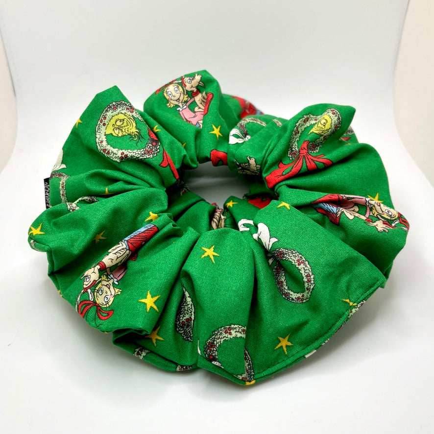 Green Grinch and Cindy Christmas Scrunchie -