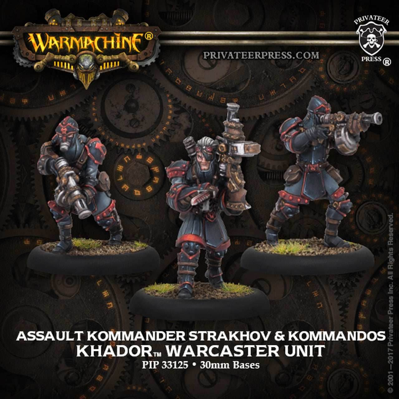 Warmachine: Khador Assault Kommander Strakhov & Kommandos - Khador Warcaster Unit -