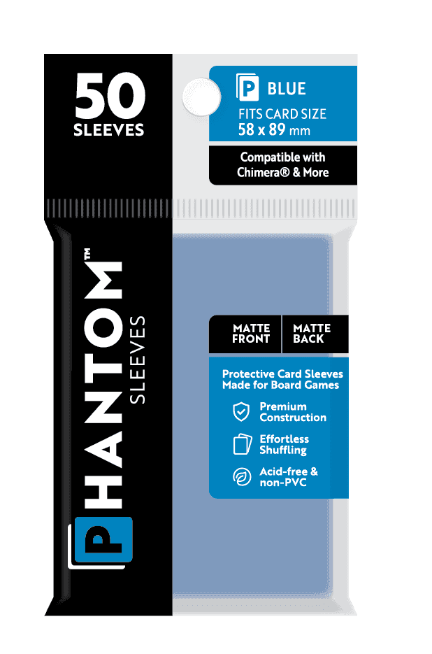 Phantom Sleeves: Blue Size (58mm x 89mm) 50 ct - Matte Front / Matte Back