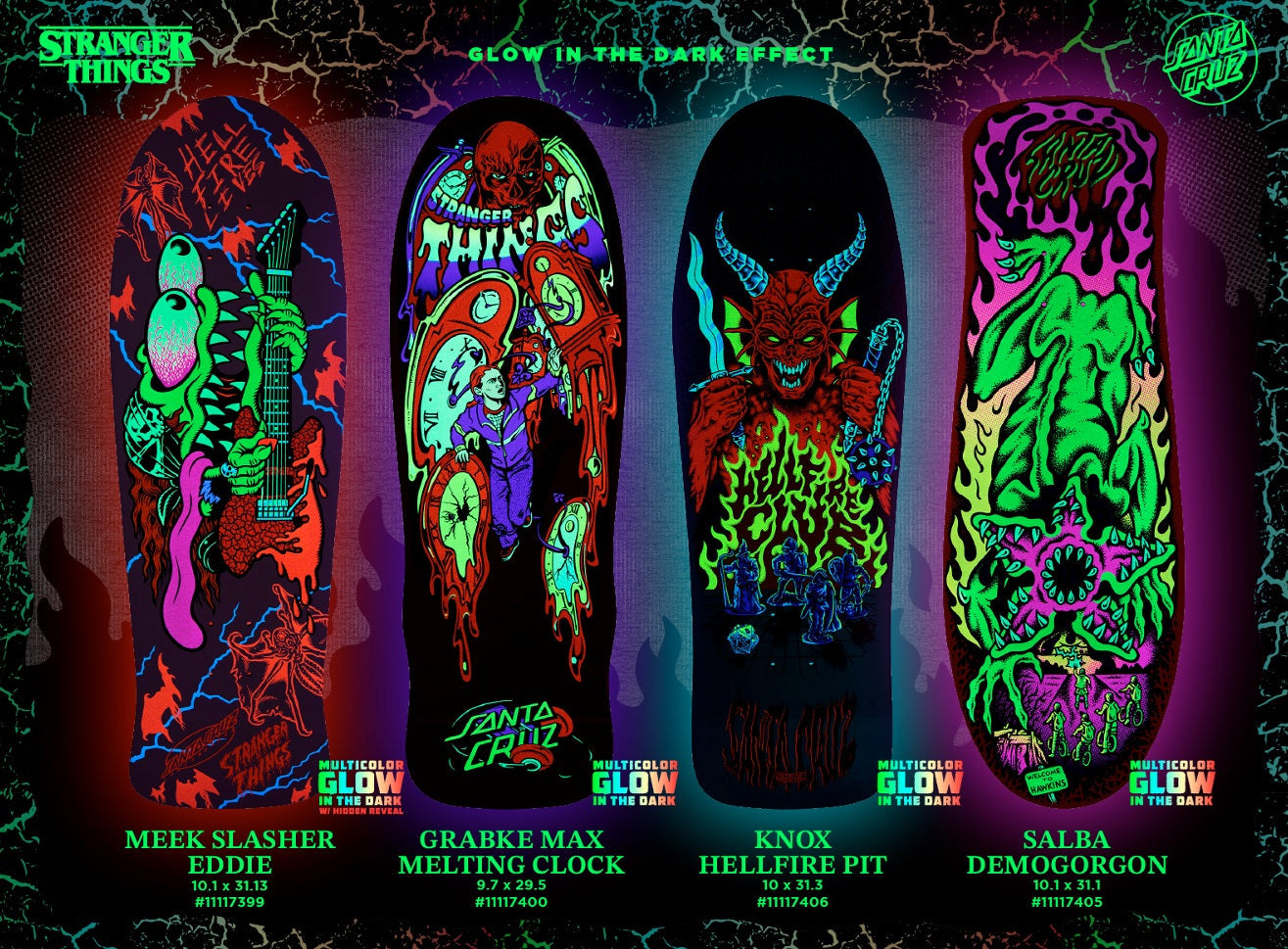SANTA CRUZ x STRANGER THINGS KNOX HELLFIRE PIT 10.07" SKATEBOARD DECK