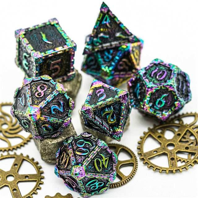 Black Rainbow Metal Dice(Dagger of Venom)7-Dice Udixi RPG -