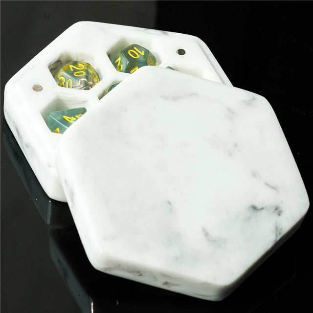Resin Hexagon Box for Dnd Dice Case (White & Black) -