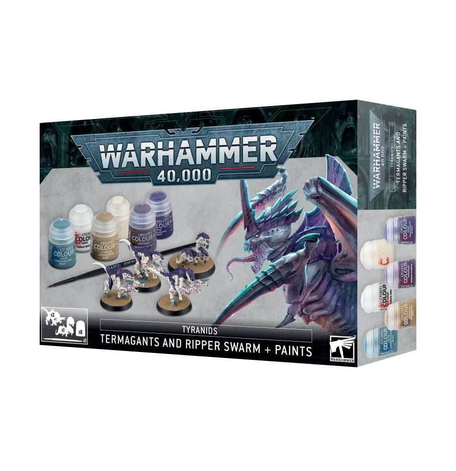 Warhammer 40K: Tyranids - Termagants and Ripper Swarm + Paints Set -