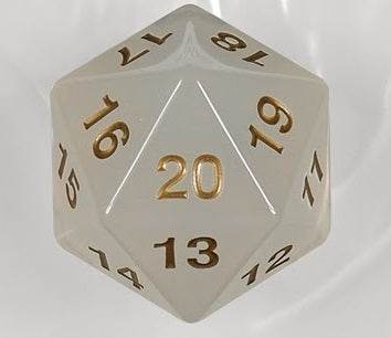 55mm Transparent D20 (Pearl w/ Gold) Spin-Down Die -