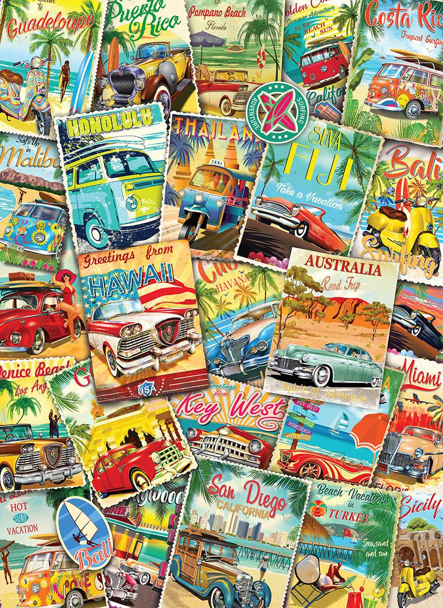 Puzzle: Vintage Art Collages - Vintage Travel Collage -