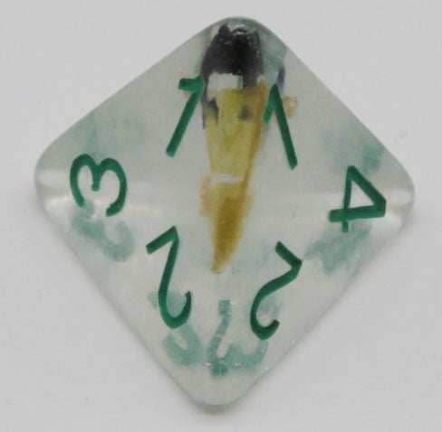 Brave Heart Dice Clear Dice w/ Flowers Foil Green 7-Dice Set Rpg -