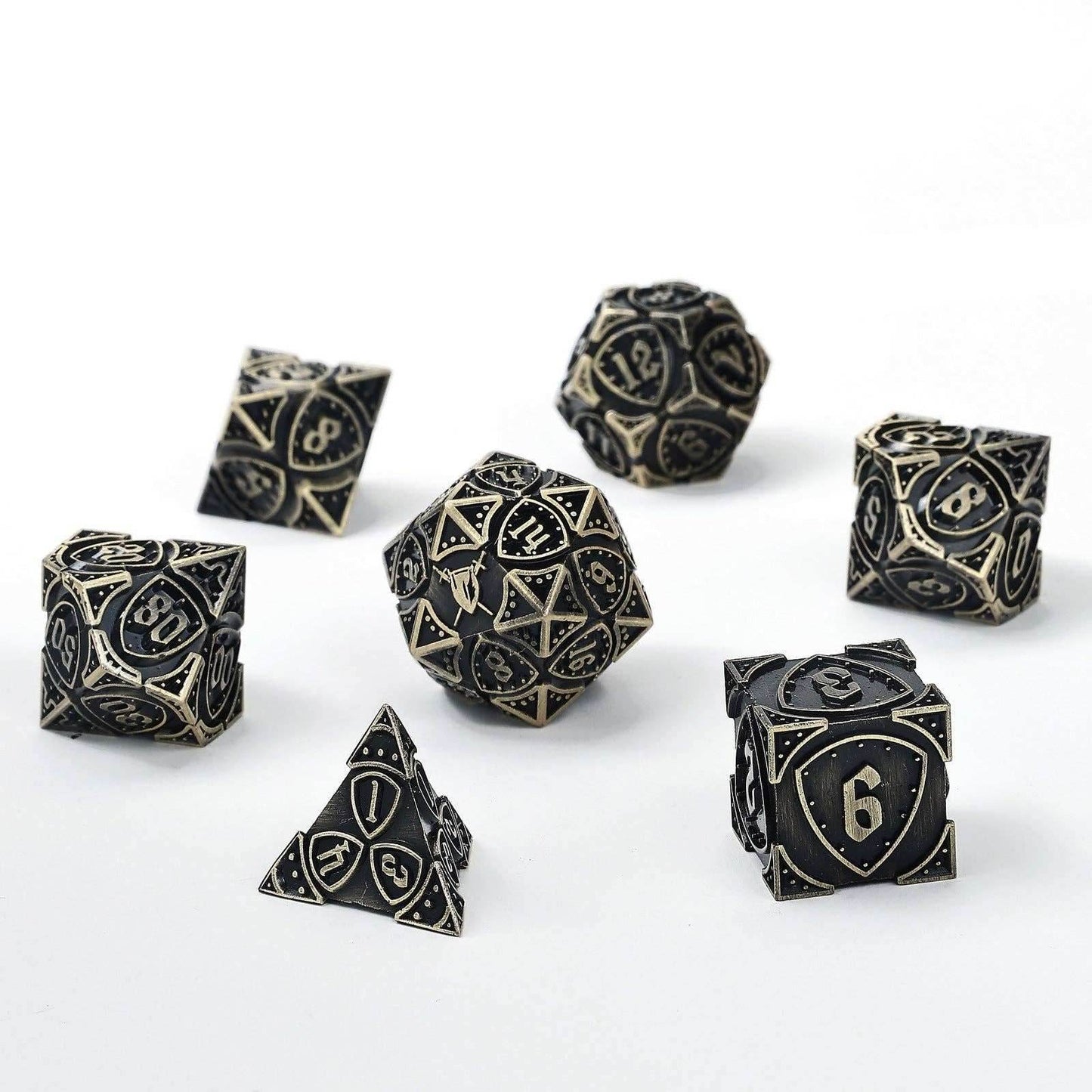 Solid Metal Fighter Class RPG Dice Set - Ancient Bronze -