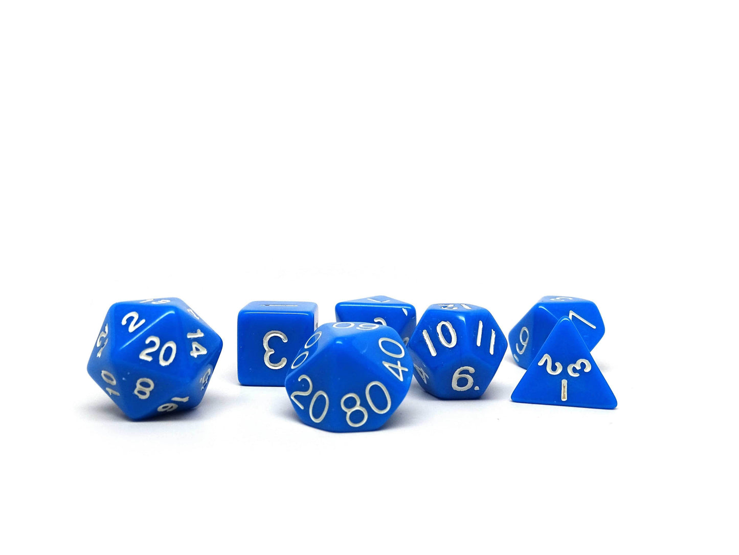 Blue Opaque Dice - 7 Piece Set -
