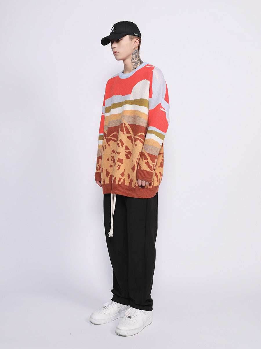 Farmland Artwork Knit Sweater - M