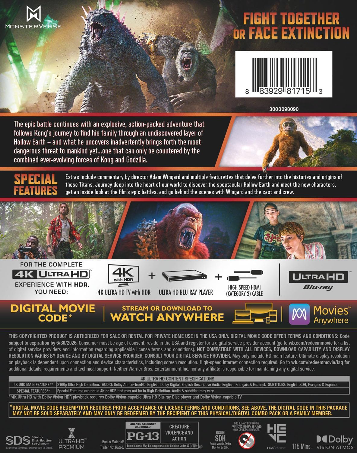 Godzilla x Kong: The New Empire (4K Ultra HD + Digital)