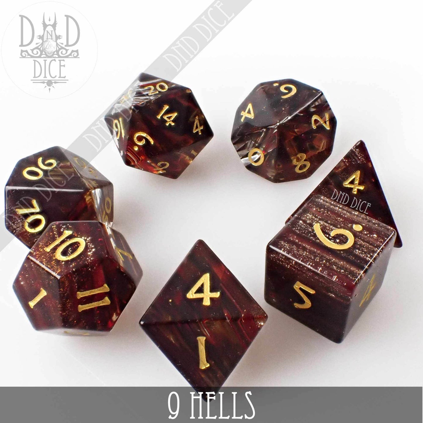 9 Hells Glass Dice Set (Gift Box) -