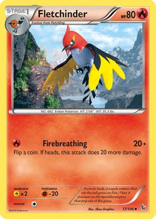 Fletchinder 017/106 - XY Flashfire Reverse Holofoil