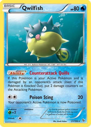 Qwilfish 021/106 - XY Flashfire Reverse Holofoil