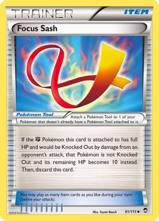 Focus Sash 091/111 - XY Furious Fists Reverse Holofoil