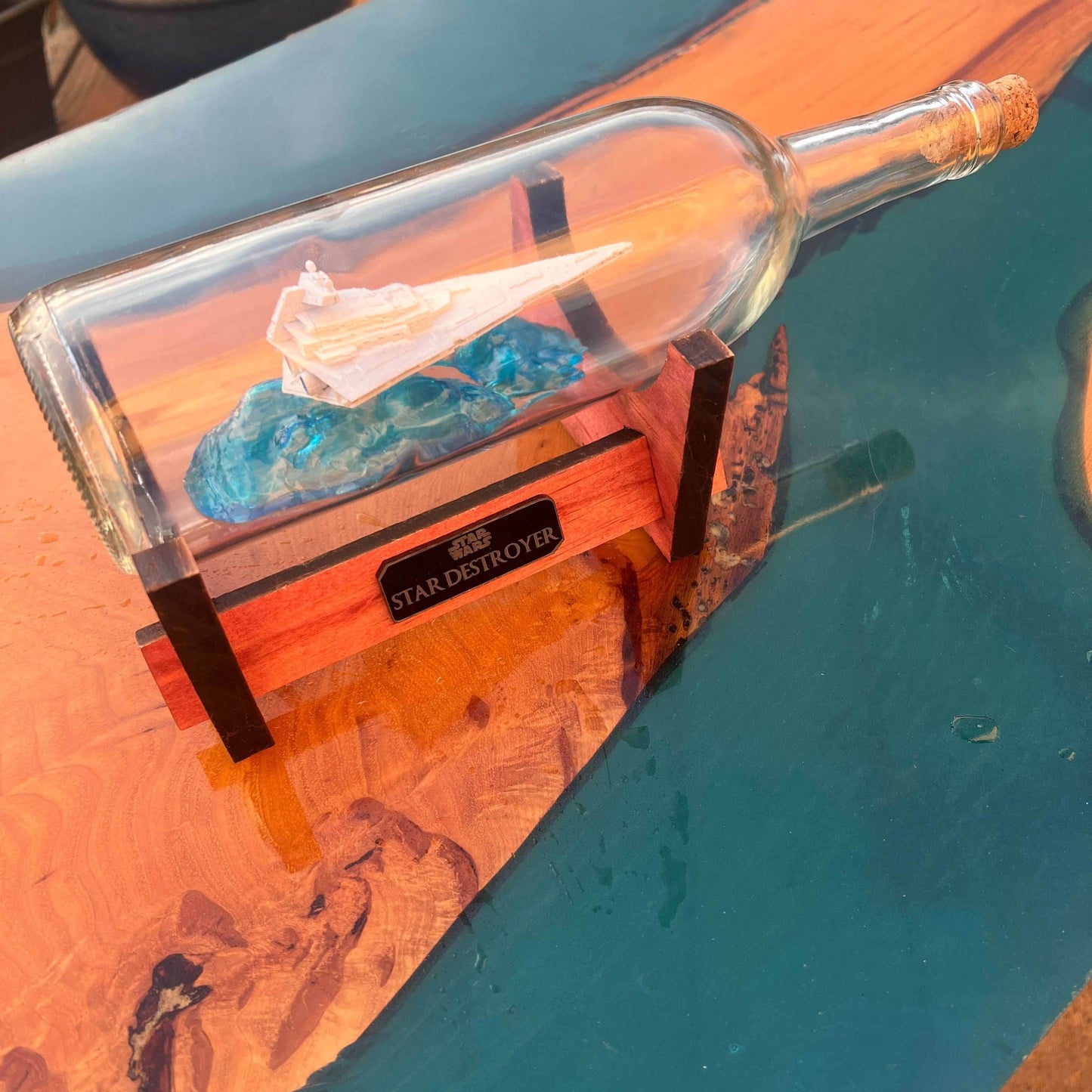 Star Wars Imperial Star Destroyer in a Wine Bottle - With Stand