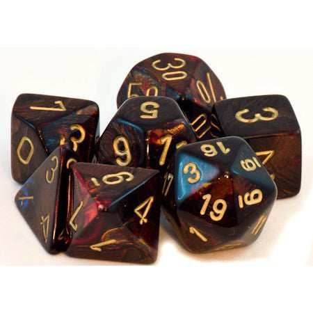 Scarab: Mini-Polyhedral Blue Blood/gold 7-Die Set -