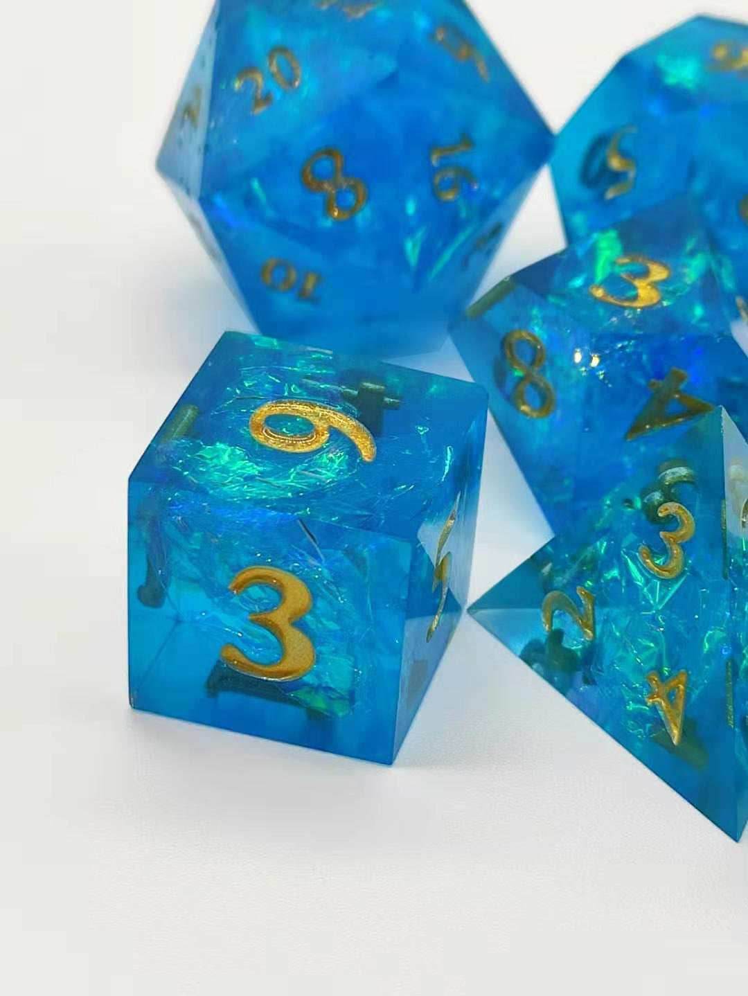 Permafrost Forged in Frost Dice Set (Resin Dice) Sharp Edge Dice -