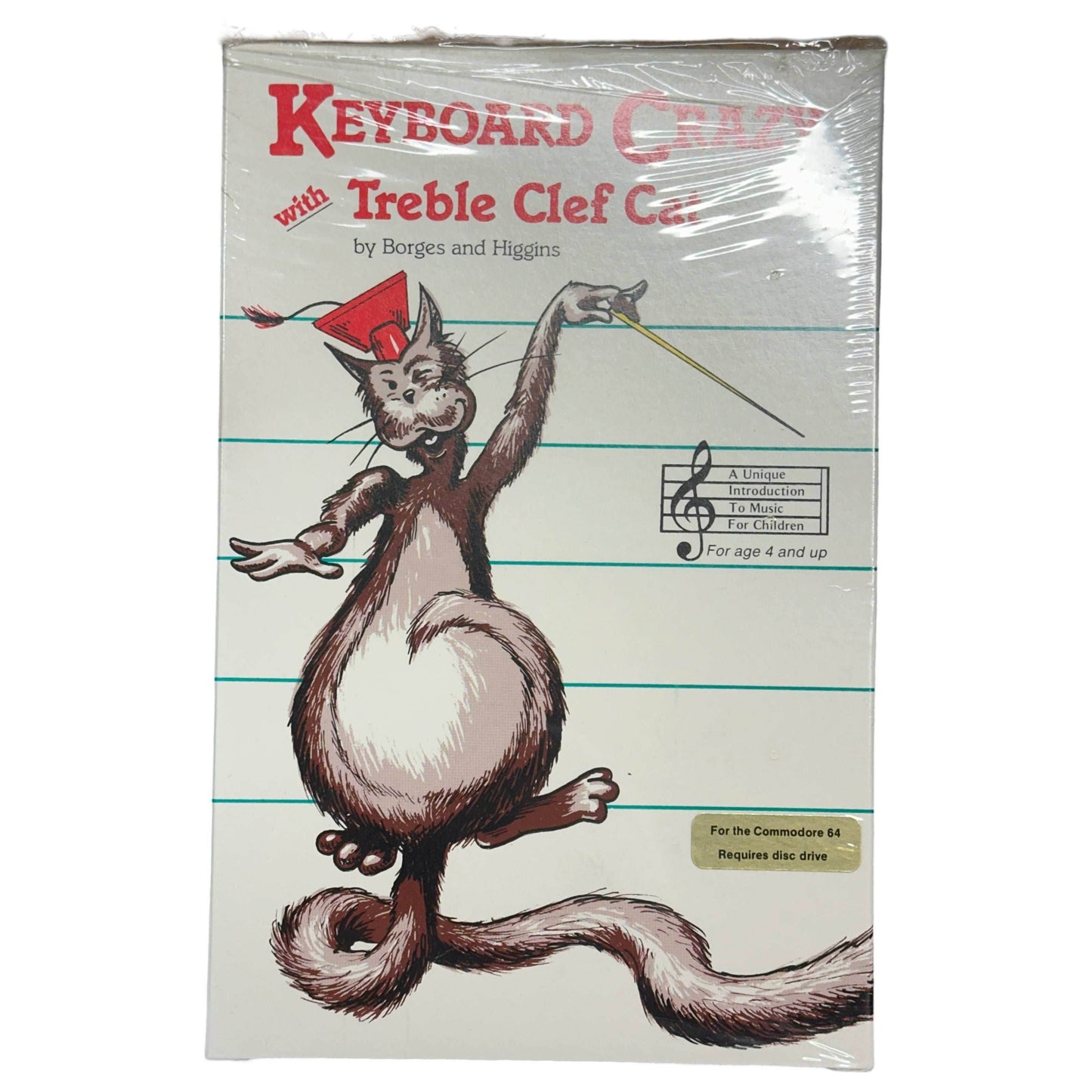Keyboard Crazy with Treble Clef Cat - Commodore 64/128 -