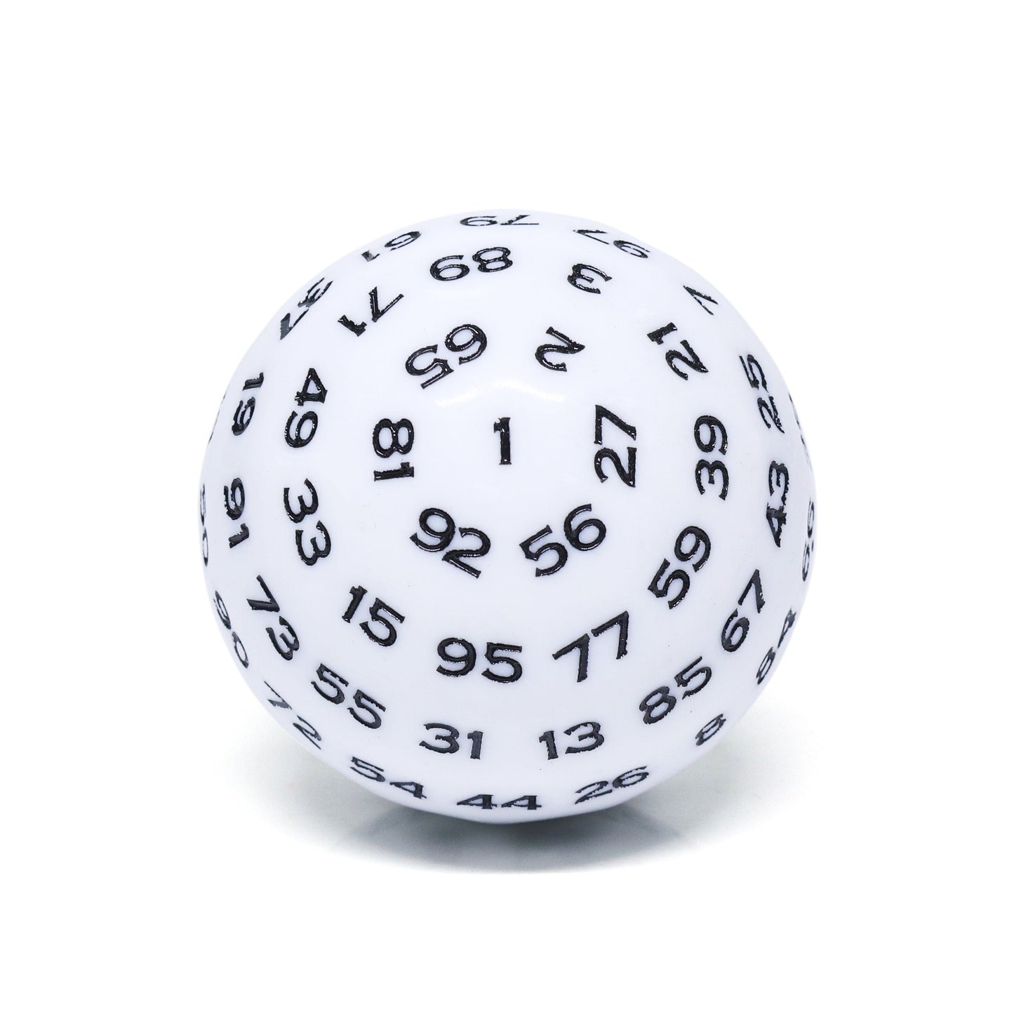 "White" Single 100 Sided Polyhedral Dice (D100) | Solid White Color (45mm) Black