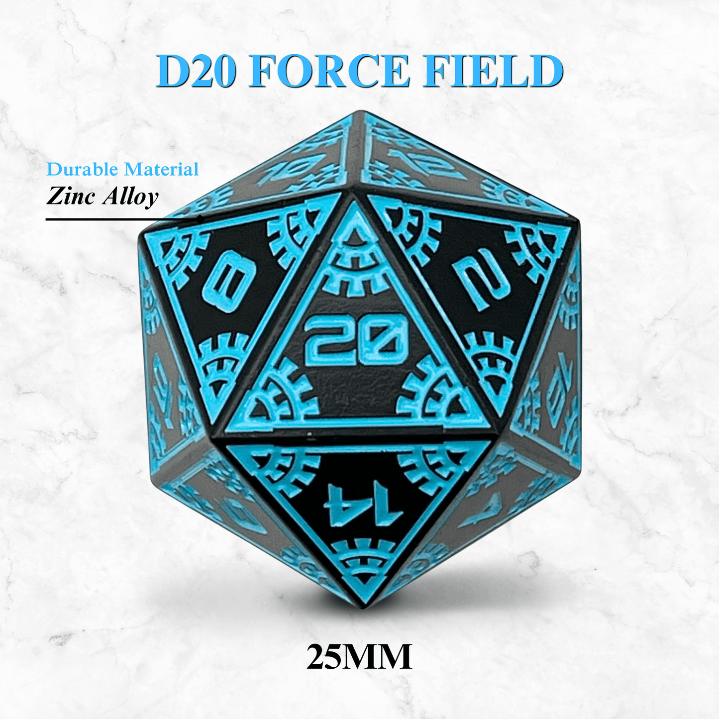Space Dice Meteor Runestones™ - 25mm D20 - Force Field -
