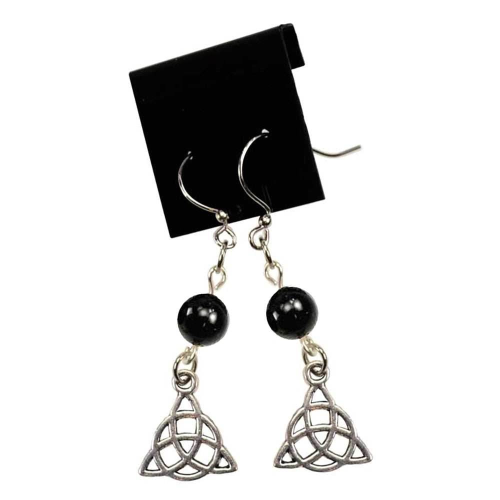 Black Onyx Triquetra Earrings -