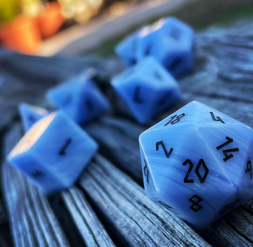 Blue Laced Agate - 7 Piece RPG Set Gemstone Dice