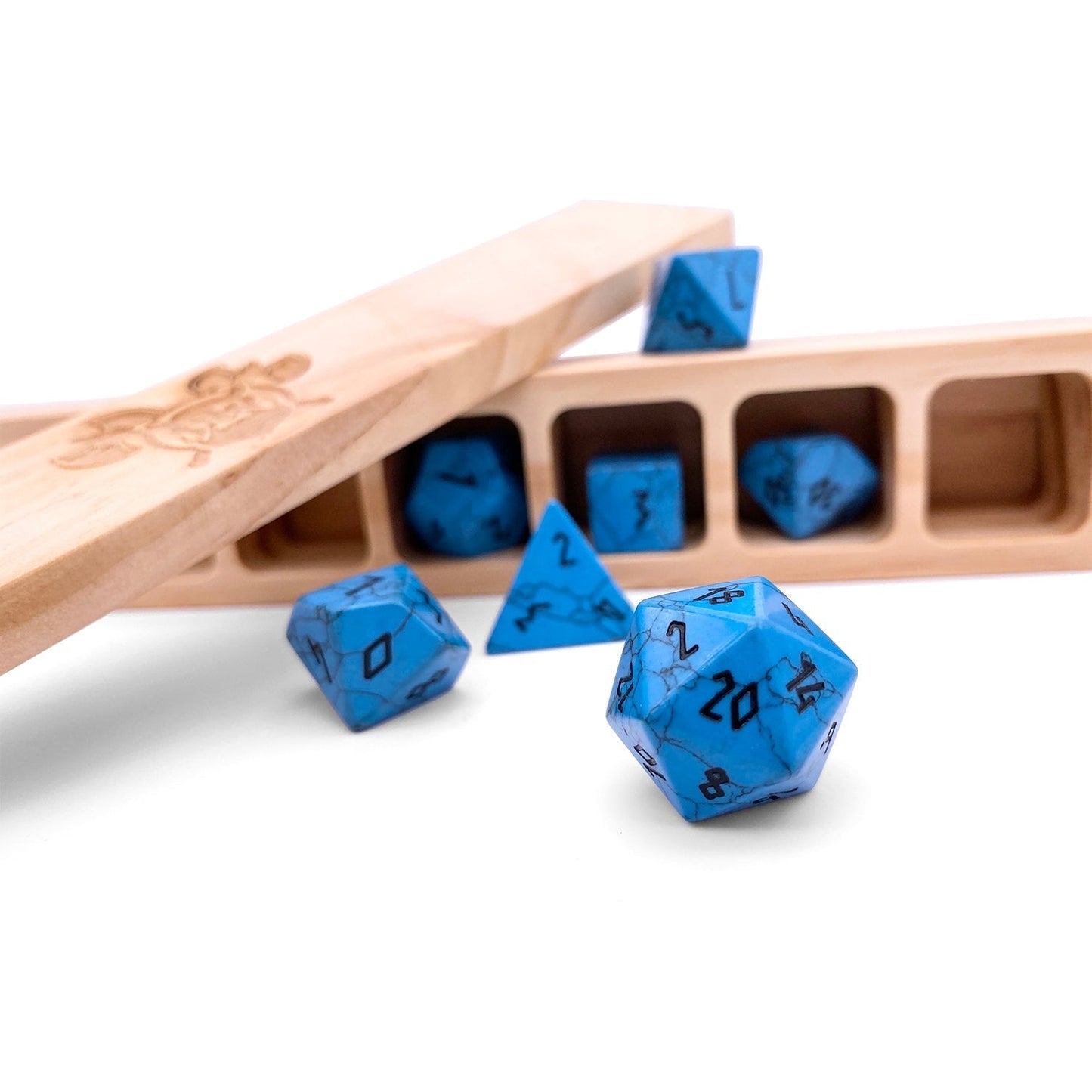 Blue Turquoise - 7 Piece RPG Set Gemstone Dice