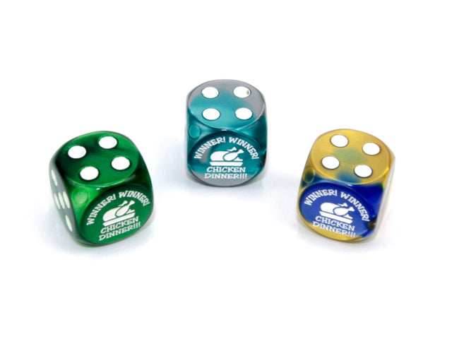 Winner Winner Chicken Dinner d6 (Sold per die) Pipped Dice 16mm -