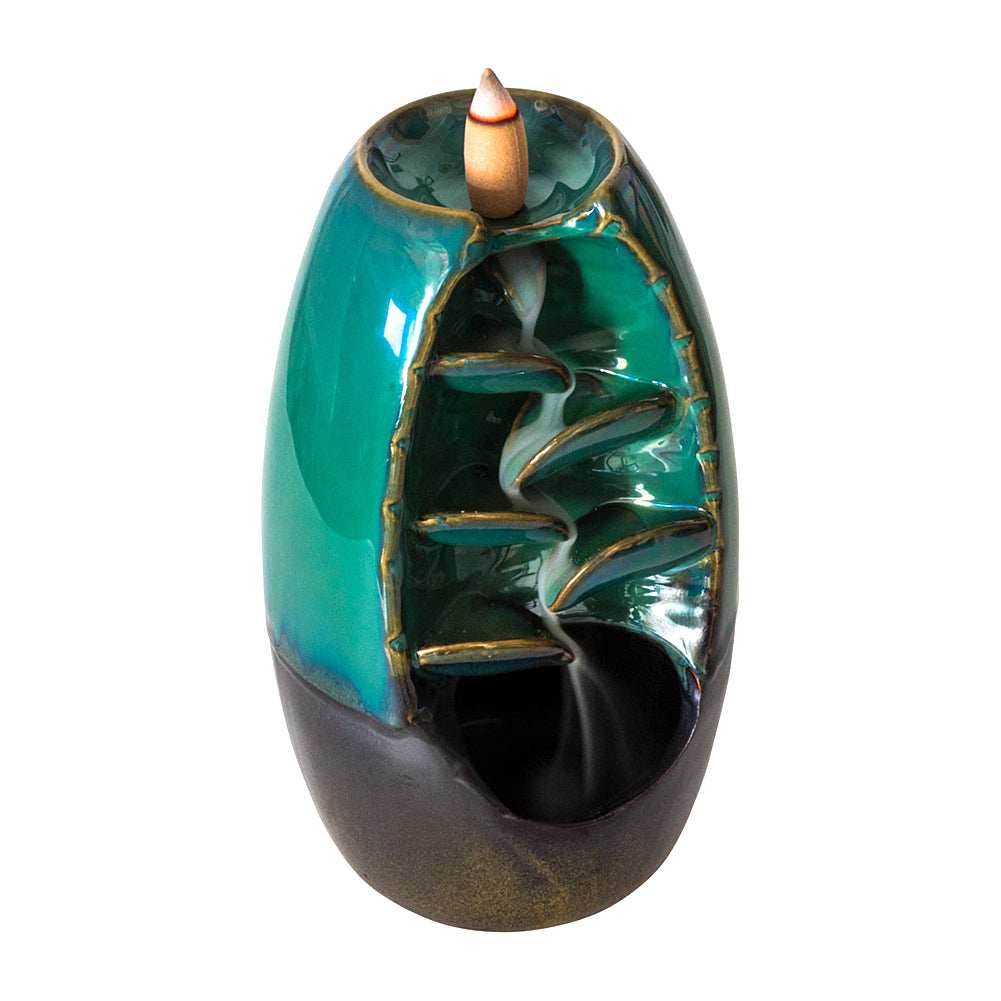 Ceramic Backflow Incense Burner - Cascading Leaves -