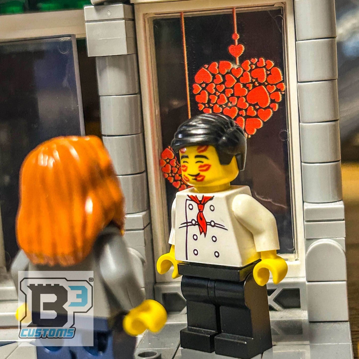 2 Hearts, Valentine's Day 4x6 Glass Window made with LEGO part - B3 Customs -