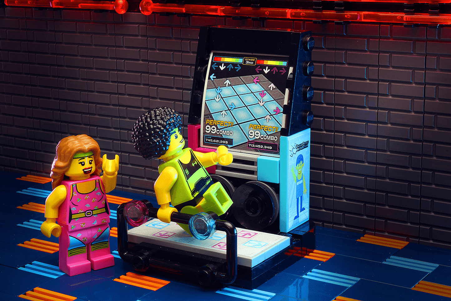 Arcade Dance Machine Minifig Building Set made using LEGO parts - B3 Customs -
