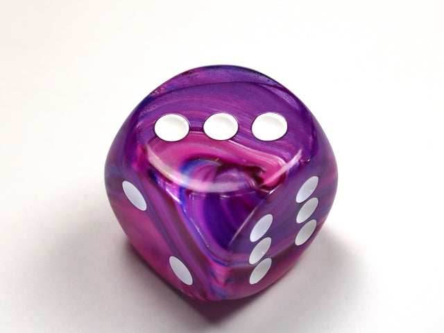 Festive® 30mm w/pips Violet/white d6 Dice (sold per die) -